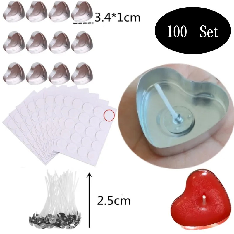 Candle Making Ingredients - 100 Set Bentuk Hati Kosong Aluminium
