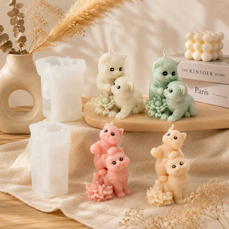 Candle Making Ingredients - Cetakan Lilin Silikon Kucing Lucu 3D