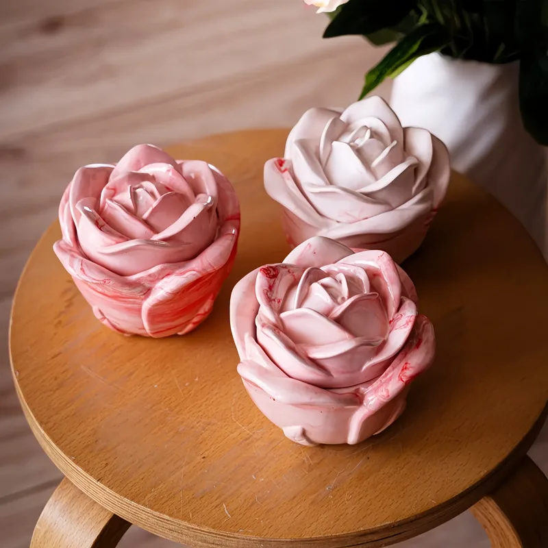Candle Mold Silicone - Cetakan Silikon Bentuk Mawar 2 Buah